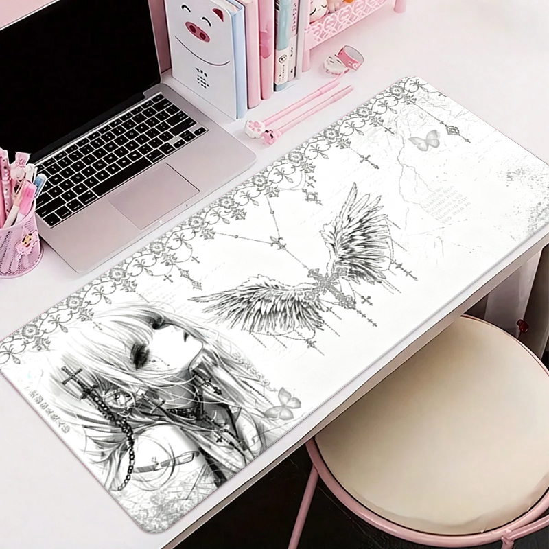 Gaming Accessories Rack - Skórzana podkładka pod mysz czarno-biała Anime